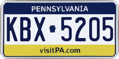 PA license plate KBX5205