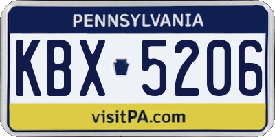 PA license plate KBX5206