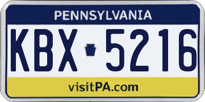 PA license plate KBX5216