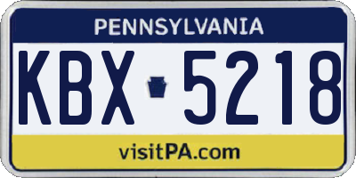 PA license plate KBX5218