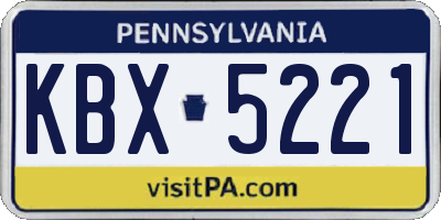 PA license plate KBX5221
