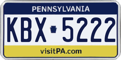 PA license plate KBX5222