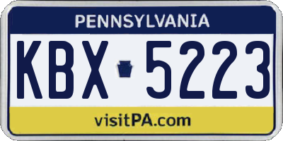 PA license plate KBX5223