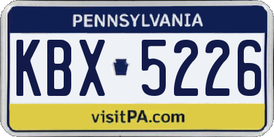 PA license plate KBX5226