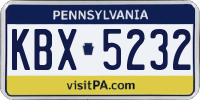 PA license plate KBX5232