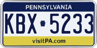PA license plate KBX5233
