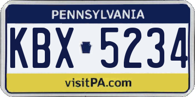 PA license plate KBX5234