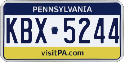 PA license plate KBX5244
