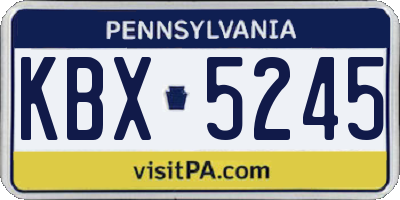 PA license plate KBX5245