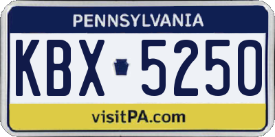PA license plate KBX5250