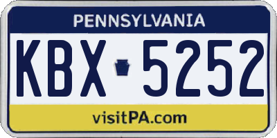 PA license plate KBX5252
