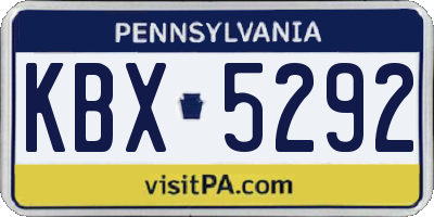 PA license plate KBX5292