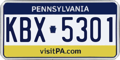 PA license plate KBX5301