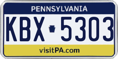 PA license plate KBX5303
