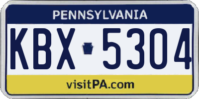 PA license plate KBX5304