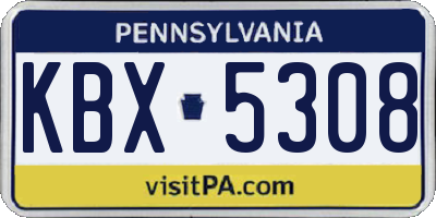 PA license plate KBX5308