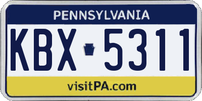 PA license plate KBX5311