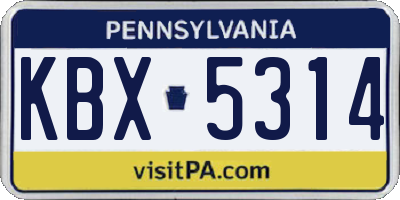 PA license plate KBX5314