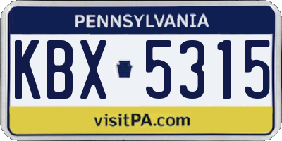 PA license plate KBX5315