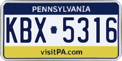 PA license plate KBX5316