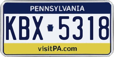 PA license plate KBX5318