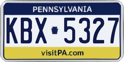 PA license plate KBX5327