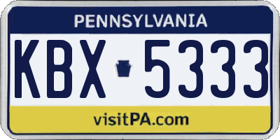 PA license plate KBX5333