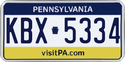 PA license plate KBX5334