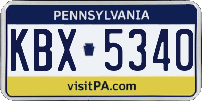 PA license plate KBX5340