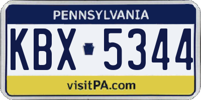 PA license plate KBX5344