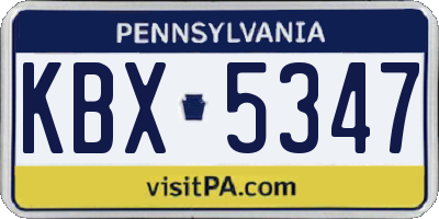 PA license plate KBX5347