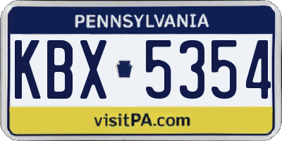 PA license plate KBX5354