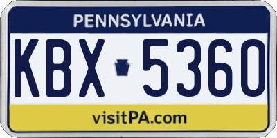 PA license plate KBX5360