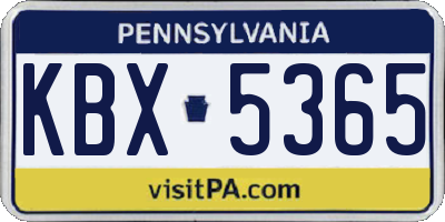 PA license plate KBX5365