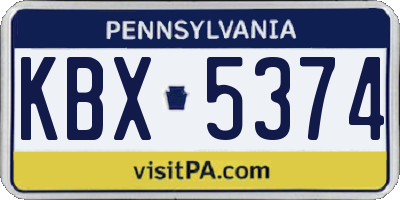 PA license plate KBX5374