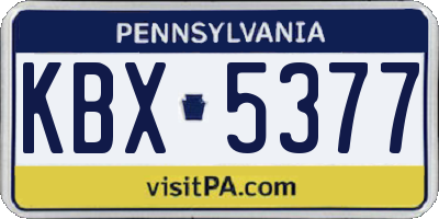 PA license plate KBX5377