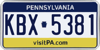PA license plate KBX5381