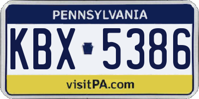 PA license plate KBX5386