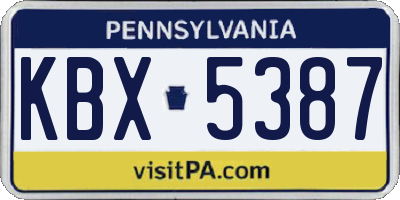 PA license plate KBX5387