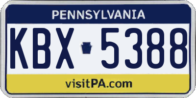PA license plate KBX5388
