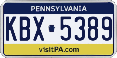 PA license plate KBX5389