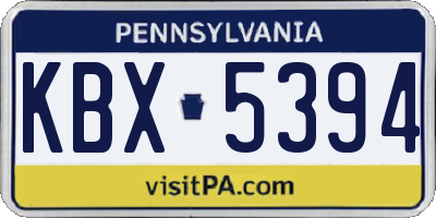 PA license plate KBX5394