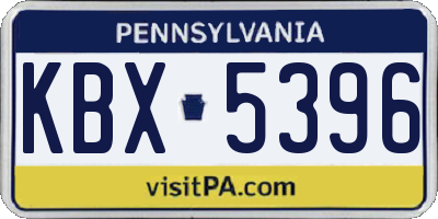 PA license plate KBX5396
