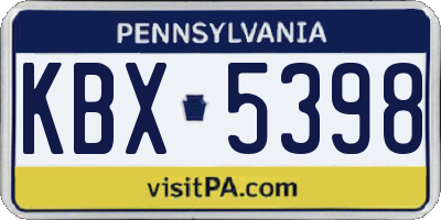 PA license plate KBX5398
