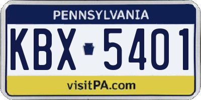 PA license plate KBX5401