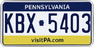 PA license plate KBX5403