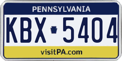 PA license plate KBX5404