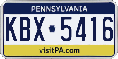 PA license plate KBX5416