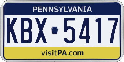 PA license plate KBX5417