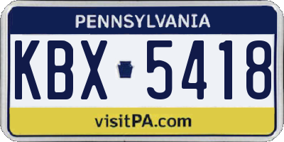 PA license plate KBX5418
